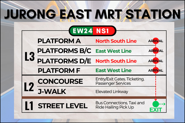 Map of Jurong East MRT Station to reach JCube