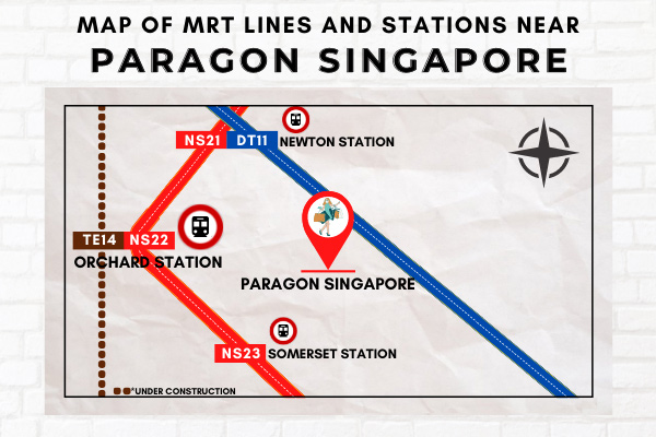 Map of MRT Lines and Stations near Paragon Singapore