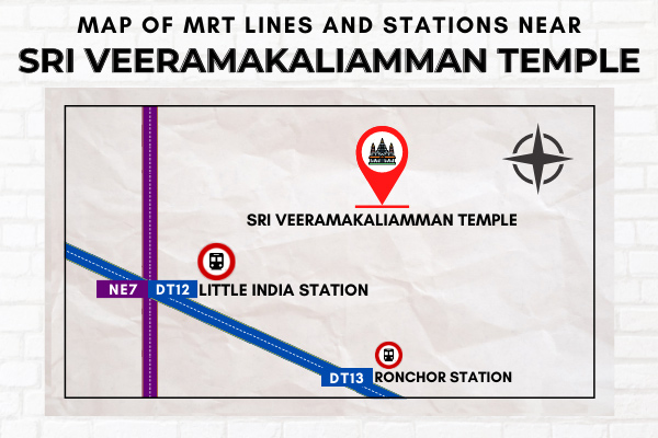 Map of MRT Lines and Stations near Sri Veeramakaliamman Temple