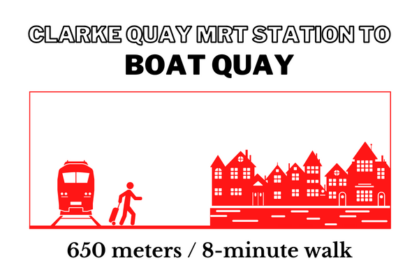 Walking time and distance from Clarke Quay MRT Station to Boat Quay