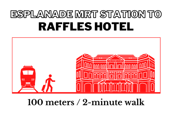 Walking time and distance from Esplanade MRT Station to Raffles Hotel