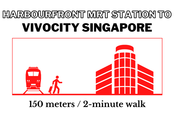 Walking time and distance from HarbourFront MRT Station to VivoCity Singapore