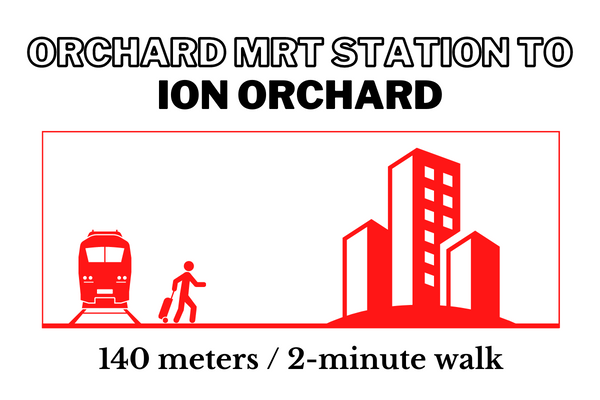 Walking time and distance from Orchard MRT Station to ION Orchard