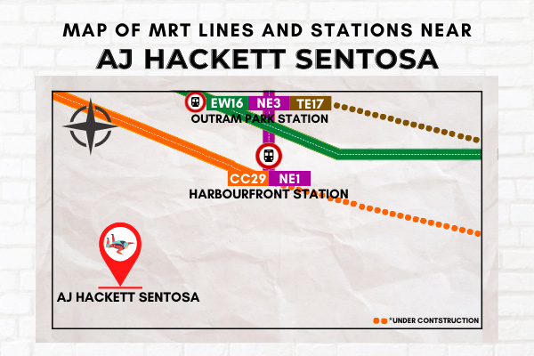 Map of MRT Lines and Stations near AJ Hackett Sentosa