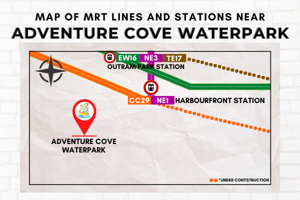 Map of MRT Lines and Stations near Adventure Cove Waterpark