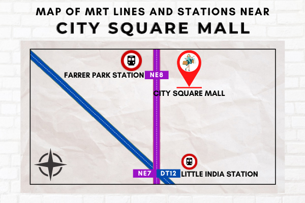 Map of MRT Lines and Stations near City Square Mall