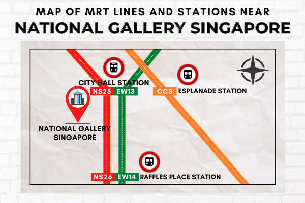 Map of MRT Lines and Stations near National Gallery Singapore