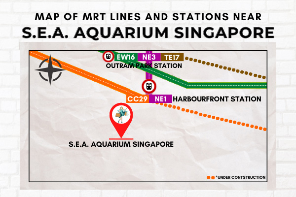 Map of MRT Lines and Stations near S.E.A. Aquarium Singapore