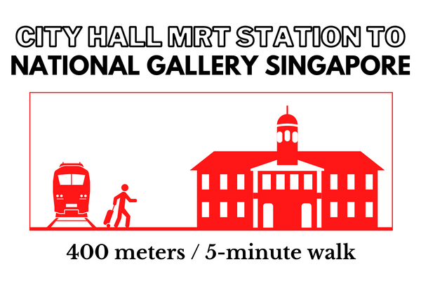 Walking time and distance from City Hall MRT Station to National Gallery Singapore