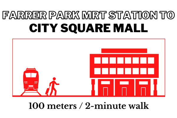 Walking time and distance from Farrer Park MRT Station to City Square Mall