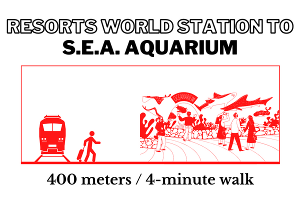 Walking time and distance from Resorts World Station to SEA Aquarium