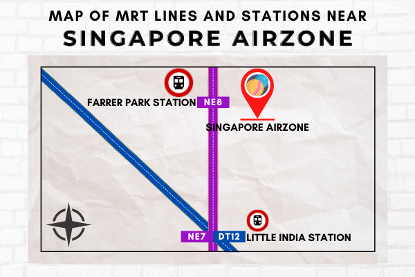Map of MRT Lines and Stations near Singapore Airzone