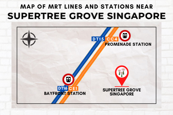 Map of MRT Lines and Stations near Supertree Grove Singapore