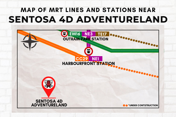 Map of MRT Lines and Stations near Sentosa 4D AdventureLand