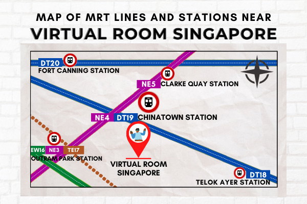 Map of MRT Lines and Stations near Virtual Room Singapore