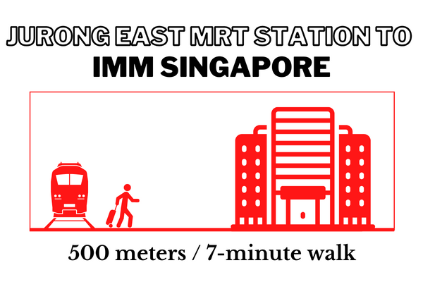 Walking time and distance from Jurong East MRT Station to IMM Singapore