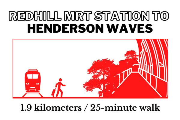 Walking time and distance from Redhill MRT Station to Henderson Waves