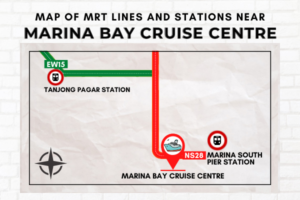Map of MRT Lines and Stations near Marina Bay Cruise Centre