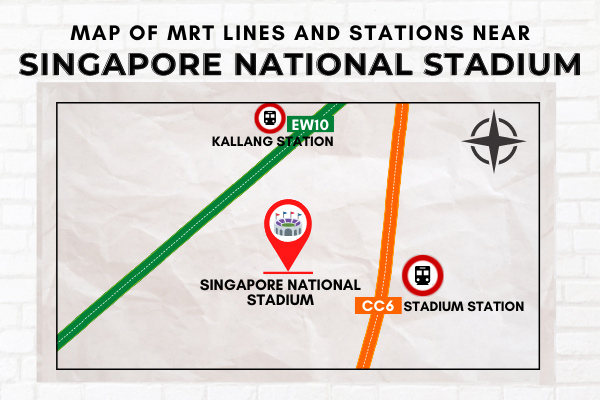 Map of MRT Lines and Stations near Singapore National Stadium