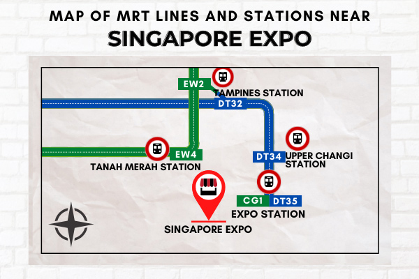 Map of MRT Lines and Stations near Singapore Expo