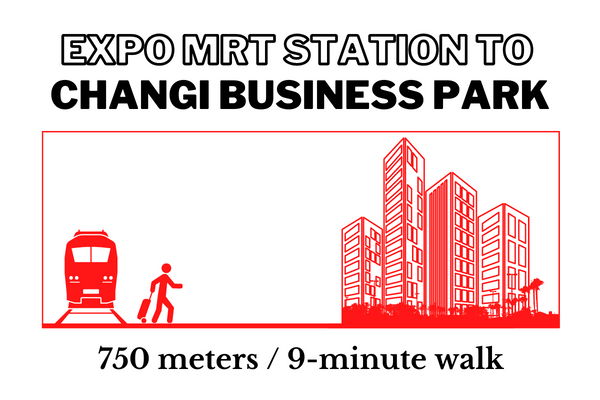 Walking time and distance from Expo MRT Station to Changi Business Park