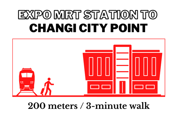 Walking time and distance from Expo MRT Station to Changi City Point