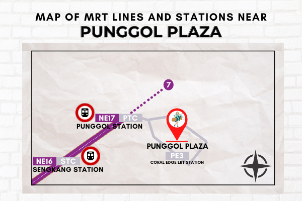 Map of MRT Lines and Stations near Punggol Plaza