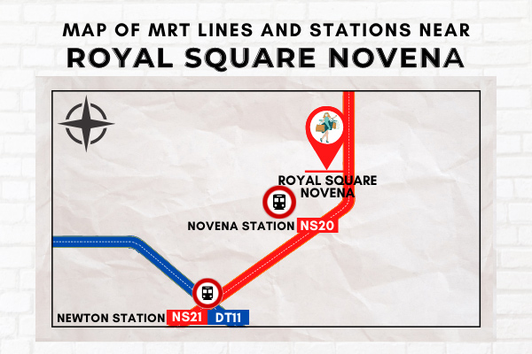 Map of MRT Lines and Stations near Royal Square Novena