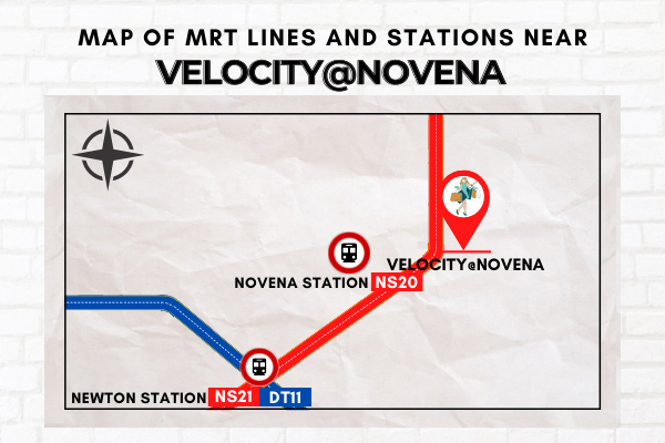 Map of MRT Lines and Stations near Velocity@Novena