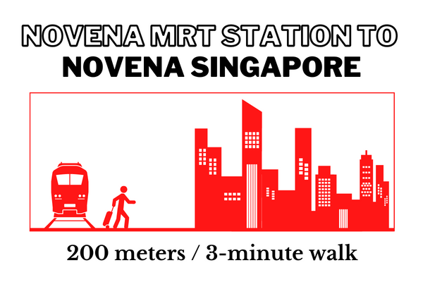 Walking time and distance from Novena MRT Station to Novena Singapore