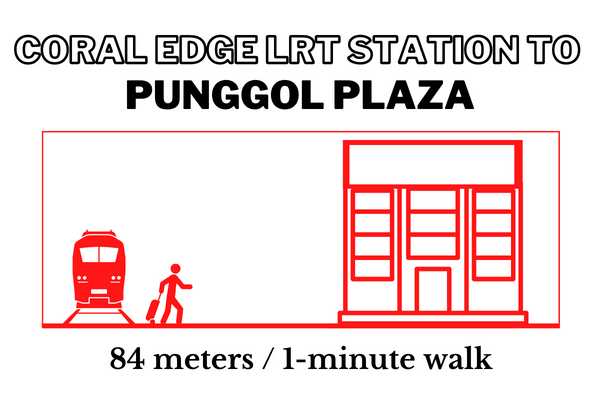 Walking time and distance from Coral Edge LRT Station to Punggol Plaza