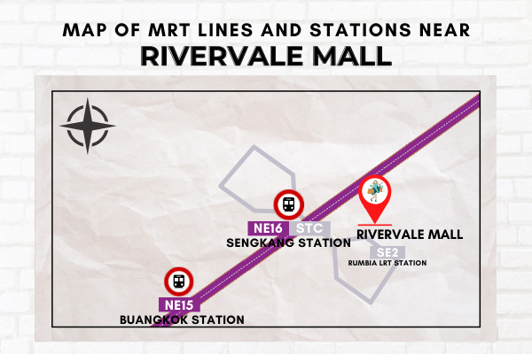 Map of MRT Lines and Stations near Rivervale Mall