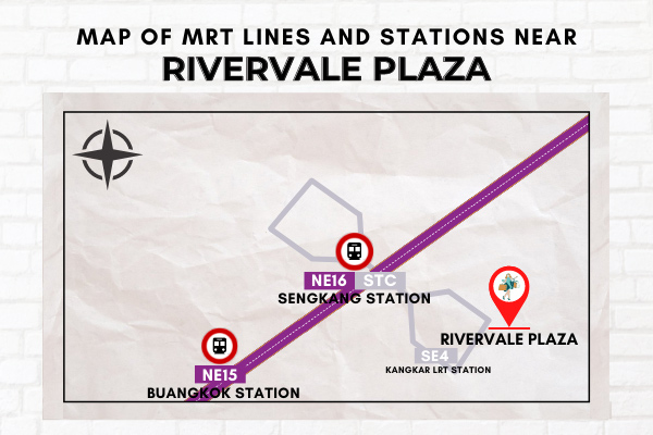 Map of MRT Lines and Stations near Rivervale Plaza