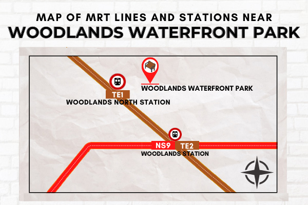 Map of MRT Lines and Stations near Woodlands Waterfront Park