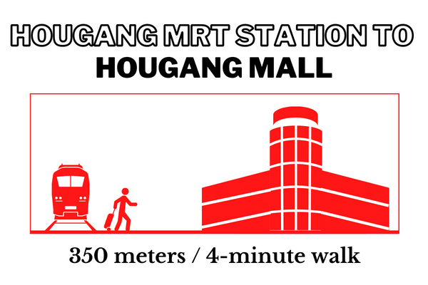 Walking time and distance from Hougang MRT Station to Hougang Mall