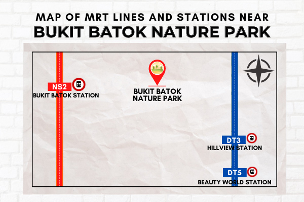 Map of MRT Lines and Stations near Bukit Batok Nature Park