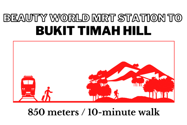 Walking time and distance from Beauty World MRT Station to Bukit Timah Hill