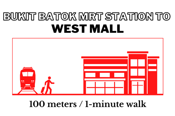 Walking time and distance from Bukit Batok MRT Station to West Mall