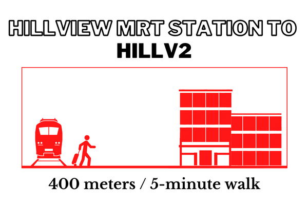 Walking time and distance from Hillview MRT Station to HillV2