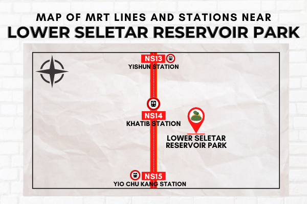 Map of MRT Lines and Stations near Lower Seletar Reservoir Park