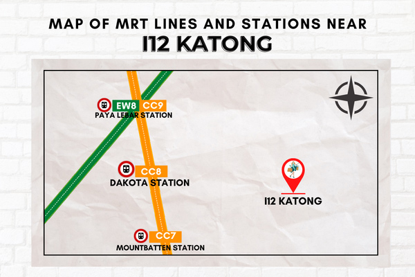 Map of MRT Lines and Stations near i12 Katong