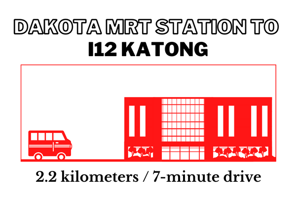 Driving time and distance from Dakota MRT Station to i12 Katong