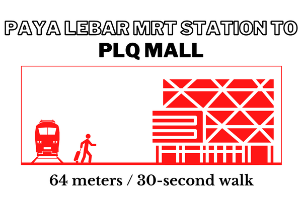 Walking time and distance from Paya Lebar MRT Station to PLQ Mall