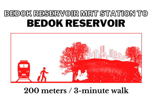 Walking time and distance from Bedok Reservoir MRT Station to Bedok Reservoir