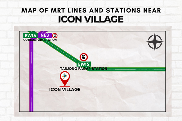 Map of MRT Lines and Stations near Icon Village