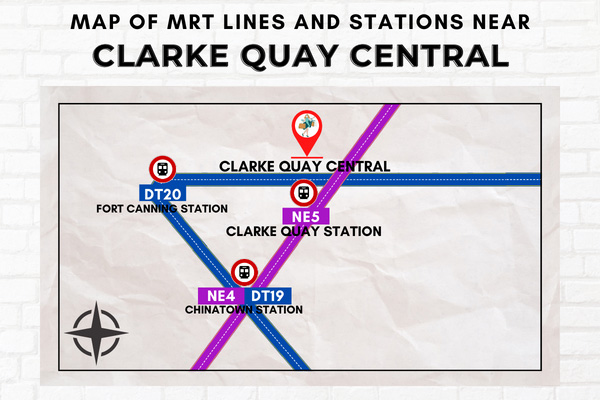 Map of MRT Lines and Stations near Clarke Quay Central