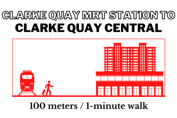 Walking time and distance from Clarke Quay MRT Station to Clarke Quay Central