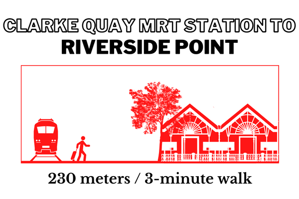 Walking time and distance from Clarke Quay MRT Station to Riverside Point