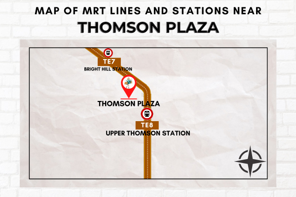 Map of MRT Lines and Stations near Thomson Plaza